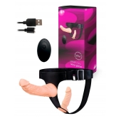 Женский страпон с 2 насадками, вибрацией и пультом ДУ - Erowoman-Eroman - купить с доставкой в Кирове