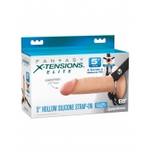 Телесный пустотелый фаллопротез 5’’ Hollow Silicone Strap-On - 14 см. - Pipedream - купить с доставкой в Кирове