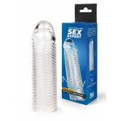 Прозрачная закрытая насадка на пенис с ребрышками - 16 см. - Sex Expert - в Кирове купить с доставкой