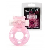 Розовое эрекционное виброкольцо в форме мишки - 1137 - в Кирове купить с доставкой