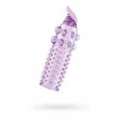 Гелевая фиолетовая насадка с шариками, шипами и усиком - 11 см. - Toyfa Basic - в Кирове купить с доставкой