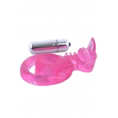 Розовая вибронасадка со стимулятор клитора   Язычок - Toyfa Basic - в Кирове купить с доставкой