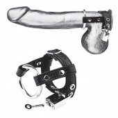 Утяжка на пенис на замочке Duo Cock And Ball Lock - BlueLine - купить с доставкой в Кирове
