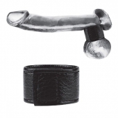 Чёрная утяжка на мошонку 1  Velcro Ball Stretcher - BlueLine - купить с доставкой в Кирове