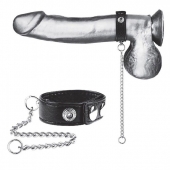 Утяжка на пенис с поводком Snap Cock Ring With 12  Leash - BlueLine - купить с доставкой в Кирове