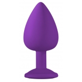 Большая фиолетовая анальная пробка Emotions Cutie Large с голубым кристаллом - 10 см. - Lola Games - купить с доставкой в Кирове