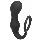 Чёрное эрекционное кольцо с анальной пробкой Double Pleasure Anal Plug - Lola Games - в Кирове купить с доставкой