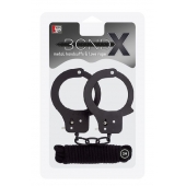 Чёрные наручники из листового металла в комплекте с веревкой BONDX METAL CUFFS LOVE ROPE SET - Dream Toys - купить с доставкой в Кирове