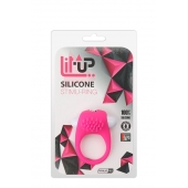 Розовое эрекционное кольцо с щеточкой LIT-UP SILICONE STIMU RING 5 - Dream Toys - в Кирове купить с доставкой