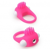 Розовое эрекционное кольцо с щеточкой LIT-UP SILICONE STIMU RING 5 - Dream Toys - в Кирове купить с доставкой