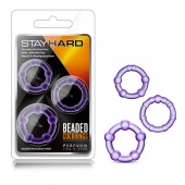 Набор из 3 фиолетовых эрекционных колец Stay Hard Beaded Cockrings - Blush Novelties - в Кирове купить с доставкой