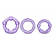 Набор из 3 фиолетовых эрекционных колец Stay Hard Beaded Cockrings - Blush Novelties - в Кирове купить с доставкой