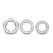 Набор из 3 прозрачных эрекционных колец Stay Hard Beaded Cockrings - Blush Novelties - в Кирове купить с доставкой