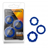 Набор из 3 синих эрекционных колец Stay Hard Beaded Cockrings - Blush Novelties - в Кирове купить с доставкой