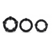 Набор из 3 чёрных эрекционных колец Stay Hard Beaded Cockrings - Blush Novelties - в Кирове купить с доставкой