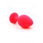 Розовая силиконовая анальная пробка с красным кристаллом - 7 см. - Kanikule - купить с доставкой в Кирове