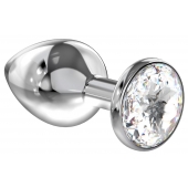 Большая серебристая анальная пробка Diamond Clear Sparkle Large с прозрачным кристаллом - 8 см. - Lola Games - купить с доставкой в Кирове