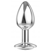 Малая серебристая анальная пробка Diamond Clear Sparkle Small с прозрачным кристаллом - 7 см. - Lola Games - купить с доставкой в Кирове