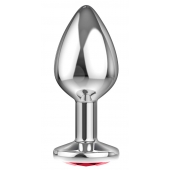 Большая серебристая анальная пробка Diamond Red Sparkle Large с красным кристаллом - 8 см. - Lola Games - купить с доставкой в Кирове