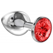 Большая серебристая анальная пробка Diamond Red Sparkle Large с красным кристаллом - 8 см. - Lola Games - купить с доставкой в Кирове