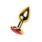 Золотистая анальная пробка с кристаллом-сердцем - 7,5 см. - ToyFa - купить с доставкой в Кирове