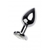 Серебристая анальная пробка с прозрачным кристаллом-сердцем - 8 см. - ToyFa - купить с доставкой в Кирове