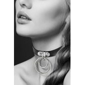 Черный чокер с двумя кольцами - Bijoux Pour Toi - купить с доставкой в Кирове