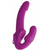 Ярко-розовый безремневой вибрострапон Evoke Vibrating Strapless Silicone Strap-on Dildo - XR Brands - купить с доставкой в Кирове