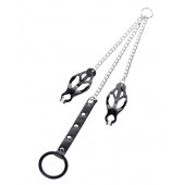 Черно-серебристые зажимы для сосков с кольцом для пениса TOYFA Metal - ToyFa - купить с доставкой в Кирове