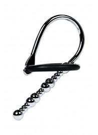 Серебристый уретральный плаг-бусины TOYFA Metal с мягким фиксириющим кольцом - ToyFa - купить с доставкой в Кирове