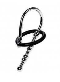 Серебристый уретральный плаг-бусины TOYFA Metal с мягким фиксириющим кольцом - ToyFa - купить с доставкой в Кирове