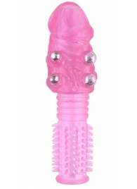 Стимулирующая розовая насадка с шишечками и шипами - 13,5 см. - Toyfa Basic - в Кирове купить с доставкой