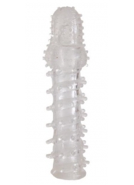 Прозрачная, закрытая насадка с шипами и точками - 13,5 см. - Toyfa Basic - в Кирове купить с доставкой