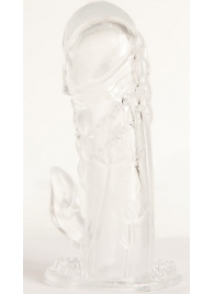 Прозрачная гелевая насадка с клиторальным отростком - 13 см. - Toyfa Basic - в Кирове купить с доставкой