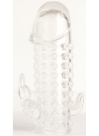 Гелевая прозрачная насадка с 2 отростками - 13 см. - Toyfa Basic - в Кирове купить с доставкой