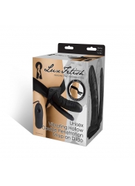 Полый страпон с двумя отростками и вибрацией Unisex Vibrating Hollow Strap-On Double Penetrating Dildo - 17,8 см. - Lux Fetish - купить с доставкой в Кирове