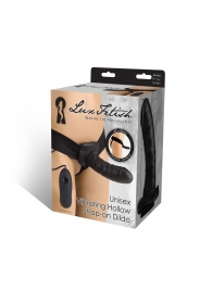 Чёрный полый страпон с вибрацией Unisex Vibrating Hollow Strap-On - 14 см. - Lux Fetish - купить с доставкой в Кирове