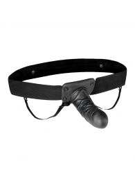Чёрный полый страпон с вибрацией Unisex Vibrating Hollow Strap-On - 14 см. - Lux Fetish - купить с доставкой в Кирове