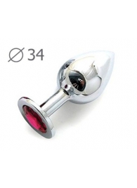Коническая серебристая анальная втулка с малиновым кристаллом - 8,2 см. - Anal Jewelry Plug - купить с доставкой в Кирове