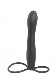 Черная насадка на пенис для двойной стимуляции Mojo BlackJack - 15 см. - Seven Creations - в Кирове купить с доставкой