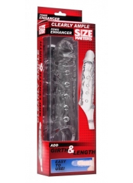 Прозразная закрытая насадка на пенис с поддержкой мошонки Clearly Ample Penis Enhancer - 22 см. - XR Brands - в Кирове купить с доставкой