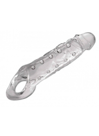 Прозразная закрытая насадка на пенис с поддержкой мошонки Clearly Ample Penis Enhancer - 22 см. - XR Brands - в Кирове купить с доставкой
