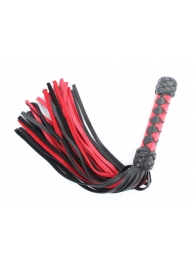 Черно-красная клеть с плетеной ручкой с ромбовидным узором - 45 см. - БДСМ Арсенал - купить с доставкой в Кирове