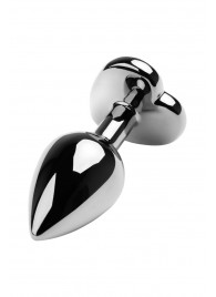 Серебристая коническая анальная пробка с красным кристаллом-сердечком - 7 см. - ToyFa - купить с доставкой в Кирове