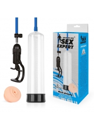 Прозрачная вакуумная помпа Sex Expert с насадкой-вагиной - Bior toys - в Кирове купить с доставкой