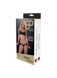 Красно-чёрные наручники на металлической цепочке - Blush Novelties - купить с доставкой в Кирове