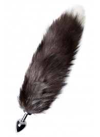 Серебристая металлическая анальная втулка с хвостом чернобурой лисы - размер S - ToyFa - купить с доставкой в Кирове