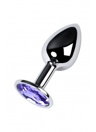 Серебристая конусовидная анальная пробка с фиолетовым кристаллом - 7 см. - ToyFa - купить с доставкой в Кирове