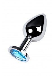 Серебристая конусовидная анальная пробка с голубым кристаллом - 8 см. - ToyFa - купить с доставкой в Кирове