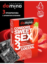 Презервативы для орального секса DOMINO Sweet Sex с ароматом клубничного коктейля  - 3 шт. - Domino - купить с доставкой в Кирове